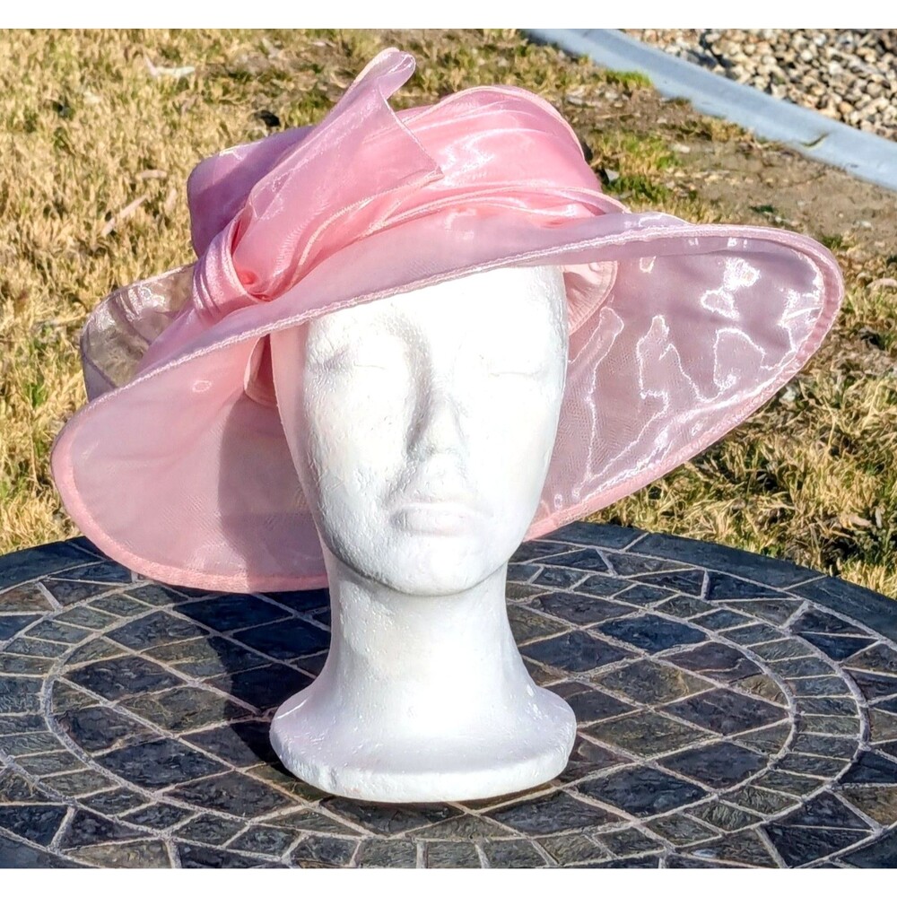 Josette Organza-Big Bow Dressy Pale Pink Gauzy See-Through OSFM Hat NWT